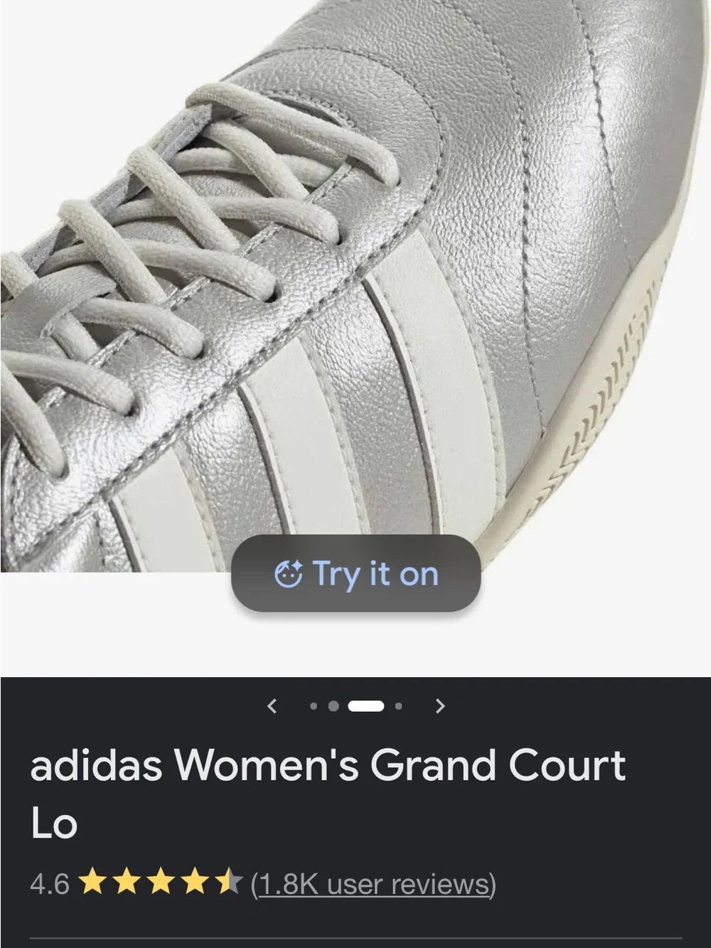 adidas Women's Grand Court Lo Sneakers - Silver/White - Picture 2 of 7